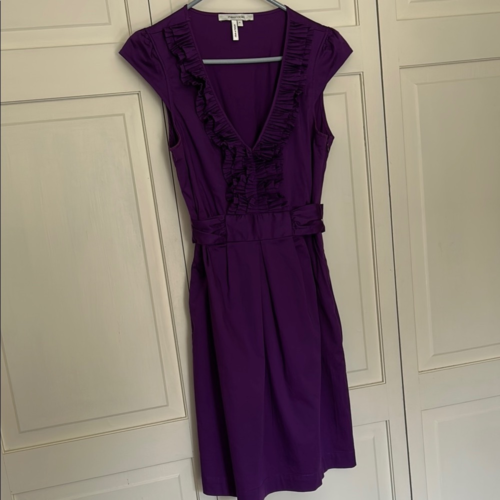 Max & Cleo Plum Ruffle Midi Dress - Picture 12 of 14